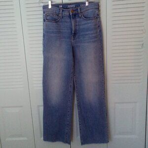 J. CREW 28 SLIM WIDE LEG RAW HEM HIGH RISE STYLE#BR863 SP23 INDIGO BLUE MED WASH